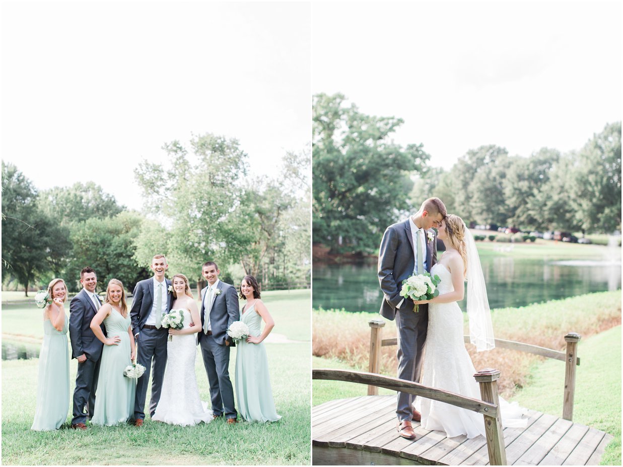 green and white bridal party